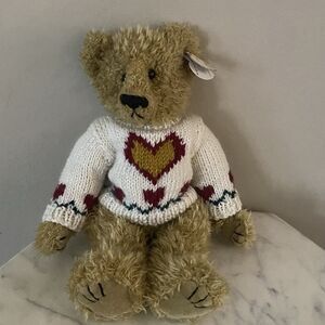 TY Attic Treasures Plush Bear Heartley 12” Sweater 1993 Love Conquers Vintage